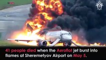 Imágenes del avión de pasajeros estallando en llamas en el aeropuerto de Moscú