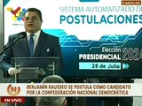 Benjamín Rausseo presenta su candidatura al CNE para las elecciones presidenciales 2024