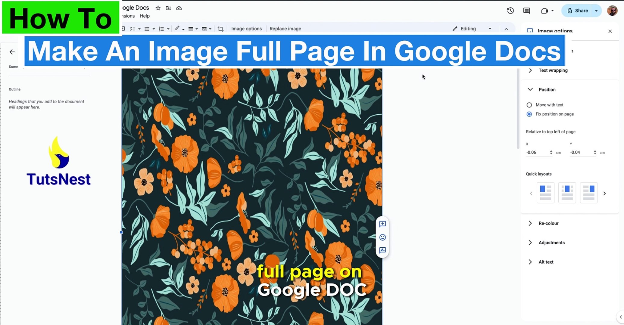 ⁣How To Make An Image Full Page In Google Docs