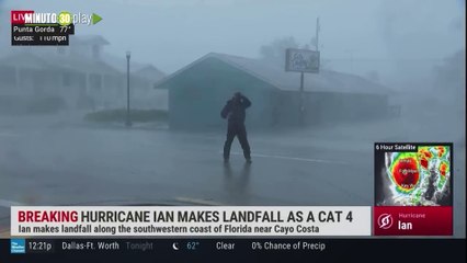 El meteorólogo Jim Cantore casi sale volando durante su cobertura del huracán Ian