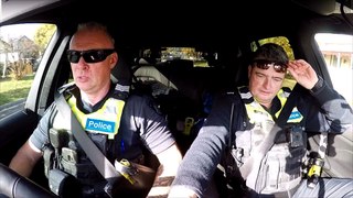 Sergeant Mick McCrann pulls over a driver during filmning for season 12 of Highway Patrol. Vision courtesy of Greenstone/Seven Network