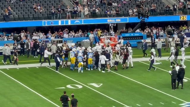 Massive on-field brawl erupts 45 minutes before Cowboys at Chargers kick-off