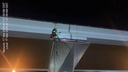 Dubai Viaduct Pier cleaning view #Viaduct #clean #ropeaccess #roadhike #ropeclean