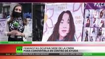 Feministas invaden la CNDH de México y López Obrador las 