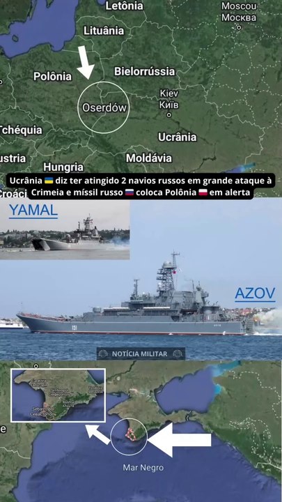 Ucrânia  diz ter atingido 2 navios russos em grande ataque à Crimeia e míssil russo  coloca Polônia  em alerta