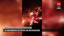 Se reportan 14 los incendios forestales activos en Michoacán, uno de ellos en zona de mariposa monarca