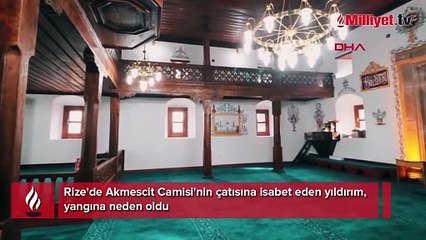 Dün ibadete açılan camiye bugün yıldırım düştü!
