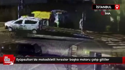 Eyüpsultan’da motosikletli hırsızlar başka motoru çalıp gittiler
