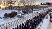 Norveç'te binlerce kişi dondurucu soğuklara rağmen Filistin için yürüdü