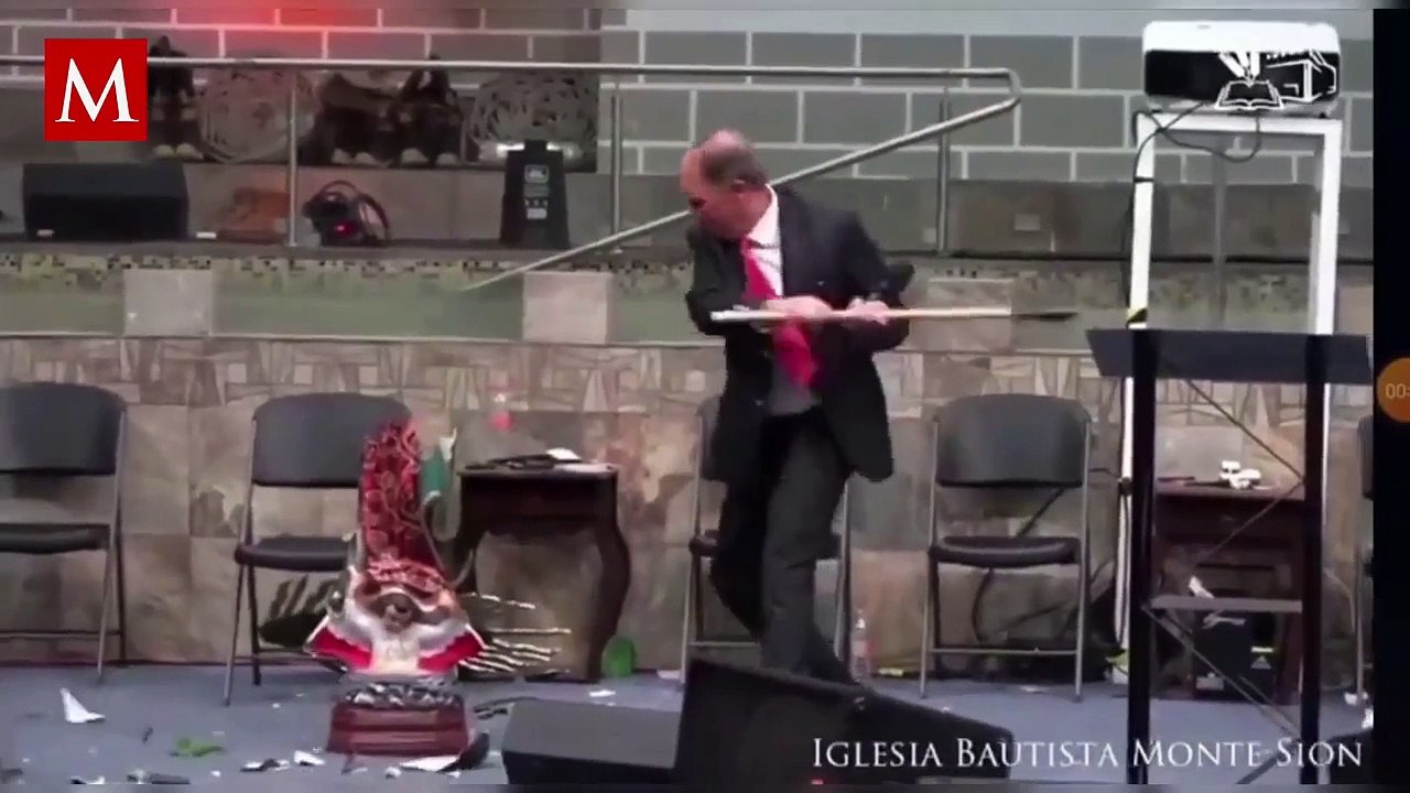 Pastor protagoniza video controversial por romper figuras de la Virgen de Guadalupe y Santa muerte