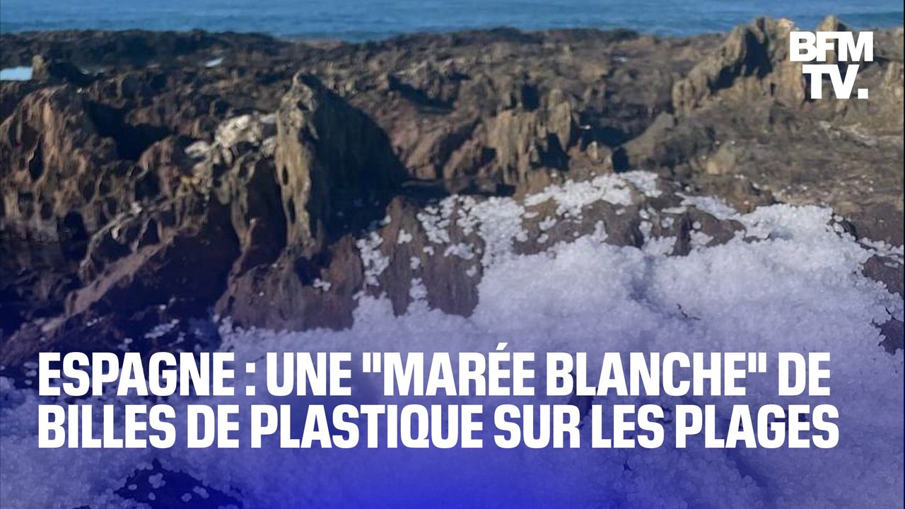 Une "marée blanche" de billes de plastique pollue les côtes de la Galice en Espagne