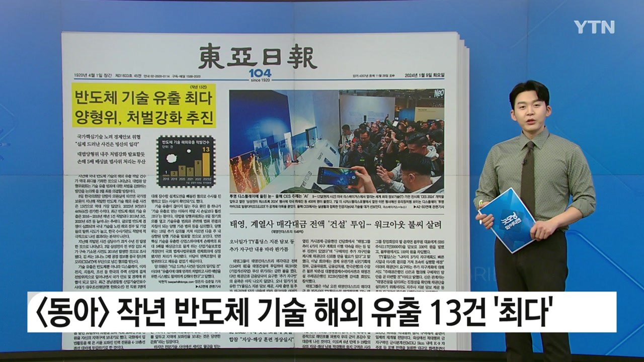 [굿모닝브리핑] 반도체 기술 유출 최다...이차전지·디스플레이에서도 적발 / YTN
