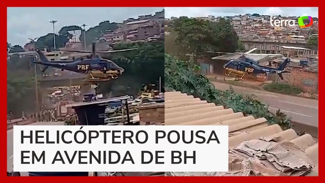 Helicóptero da PRF faz pouso forçado em avenida de BH