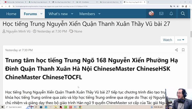 Học tiếng Trung Nguyễn Xiển Phường Hạ Đình Quận Thanh Xuân Hà Nội bài 27 giáo trình Hán ngữ 3 ChineMaster