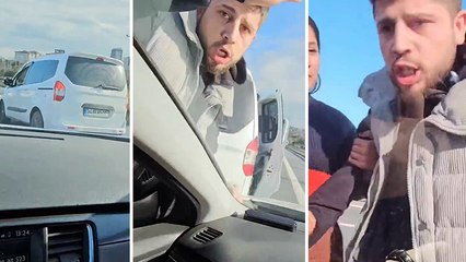 TEM Otoyolu'nda öfkeli sürücü yolunu kestiği otomobilin camını yumrukladı