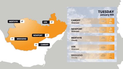 South Wales weather forecast 9 January