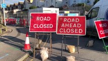 Repairs to a collapsed sewer in Battle Road, St Leonards, East Sussex