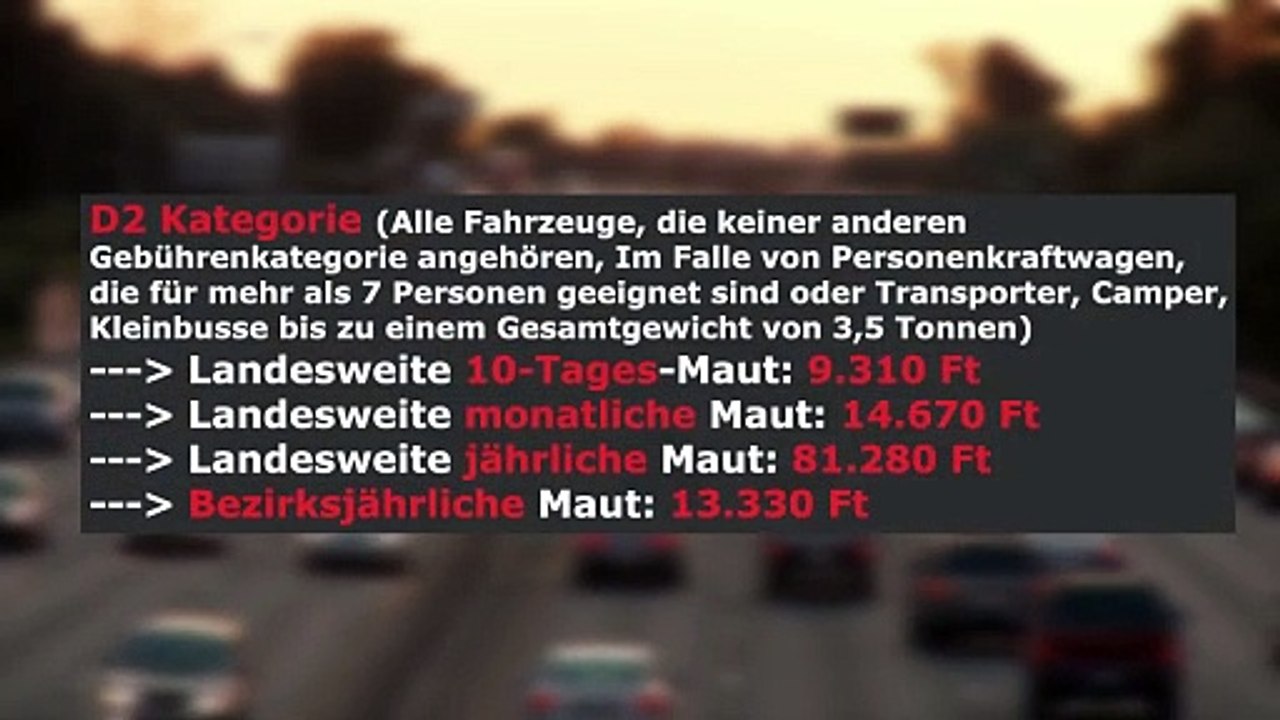 Die Mautgebühr in Ungarn in 2024