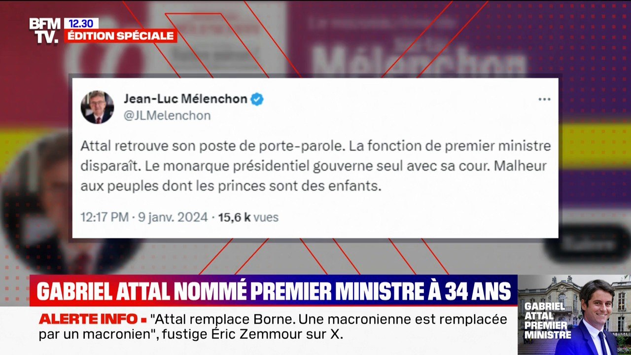 Gabriel Attal Premier ministre: les premières réactions de l'opposition