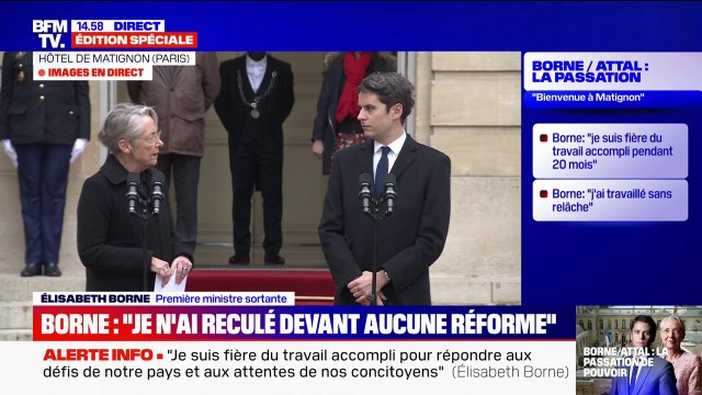 Élisabeth Borne à Gabriel Attal: Tu as la détermination et l'énergie pour mener une équipe et porter les projets nécessaires pour notre pays