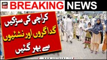 Karachi kay road gadagar yar nashihiyun say bhar gaye
