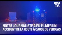 Kévin Floury, journaliste météo BFMTV, a pu filmer un accident de la route ce matin à cause du verglas