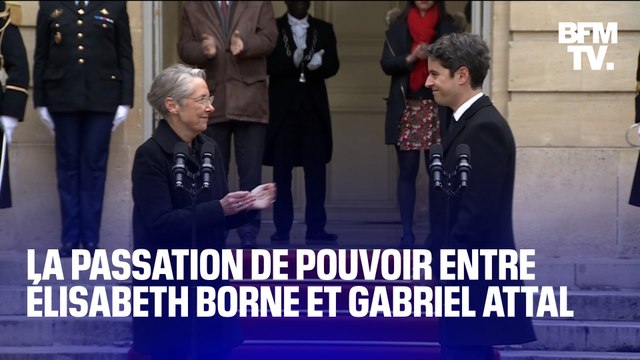 J'emmène avec moi, ici à Matignon, la cause de l'école : la passation de pouvoir entre Élisabeth Borne et Gabriel Attal