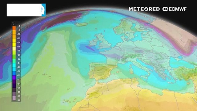 Temperature map with cold temperatures in Europe mid-week January 2024