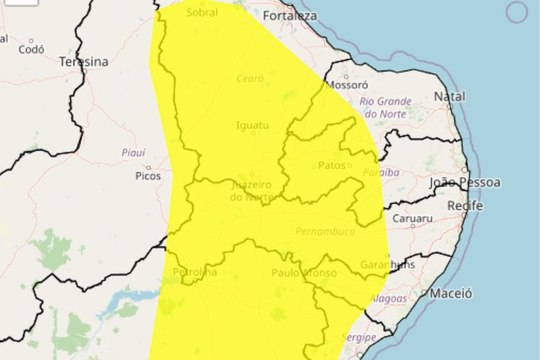 Inmet emite alerta de perigo potencial de baixo umidade para diversas cidades do Sertão da Paraíba