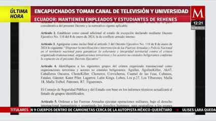 Presidente de Ecuador hace un llamado a las fuerzas armadas tras toma de canal de televisión