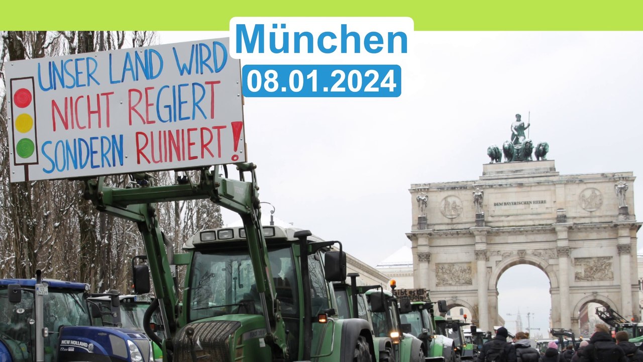 München: 8.000 demonstrierten gegen die Abschaffung der Agrardiesel-Subvention | 08.01.2024