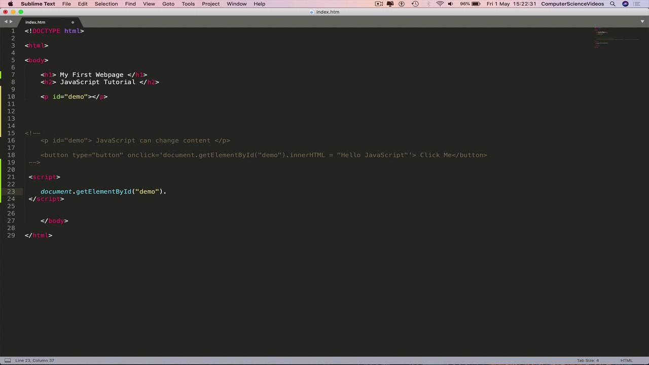 Programming in JAVASCRIPT - Tutorial 4 | Generating an Output