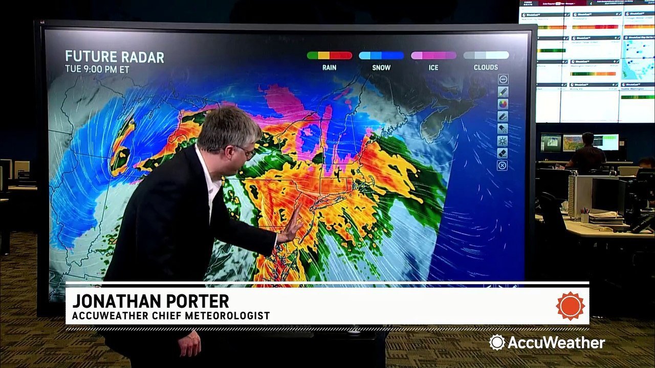 Pouring rain combines with melting snow for dangerous flood risk on the East Coast