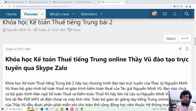 Học Kế toán tiếng Trung Thầy Vũ lớp Kế toán Thuế Kiểm toán Thuế online bài 2
