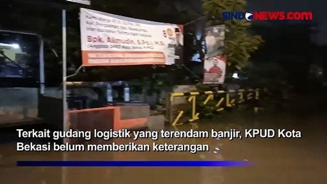 Diguyur Hujan Deras, Gudang Logistik KPU Kota Bekasi Terendam Banjir