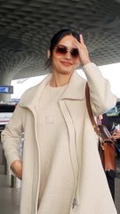 Miss World Manushi Chhillar's Cute Cream Coloured Look At Airport