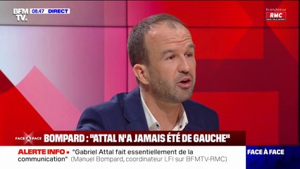 Manuel Bompard: "Je pense que j'ai plus que M. Attal été confronté aux difficultés auxquelles sont confrontés les Français"