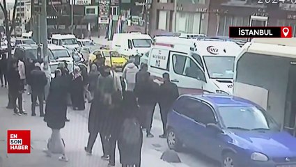 Arnavutköy'de minibüsten inen çocuğa aracın kapısı çarptı