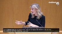 Yolanda Díaz carga contra las “mentiras y falsedades” en el debate sobre el subsidio de desempleo
