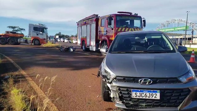 Colisão entre carro e moto deixa motociclista ferido na BR-369