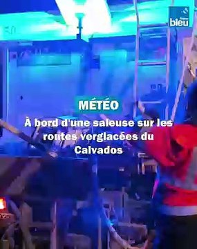 Sur une saleuse pour une opération anti-verglas sur les routes du Calvados