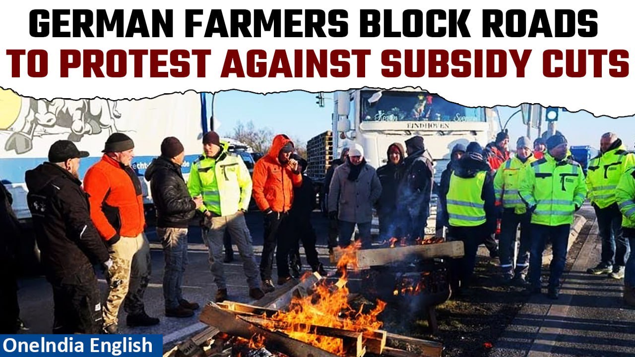 Germany: Farmers kick off a week of protests, block roads to protest against subsidy cuts| Oneindia