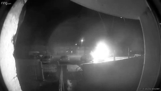 Doorbell footage shows Audi going up in flames after arson attack