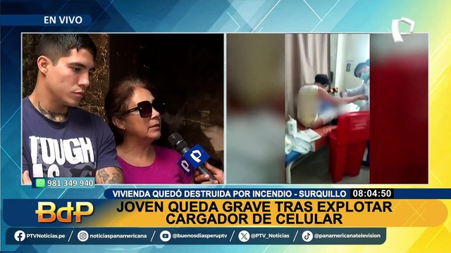 Surquillo: Joven queda grave tras incendio en su vivienda por cargador de celular que explotó