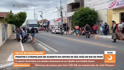 Pedestre é atropelado por camionete no centro de São João do Rio do Peixe