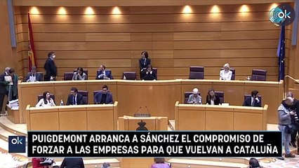 Puigdemont arranca a Sánchez el compromiso de forzar a las empresas para que vuelvan a Cataluña