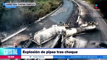Pipas explotan tras choque en la carretera Tuxpan-Tampico