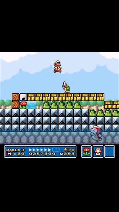 Super Mario Bros 3 Mundo 3 Nível 3 all Stars snes nintendo