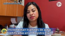 Incrementan trámites de actas certificadas en el Registro Civil de Coatzacoalcos