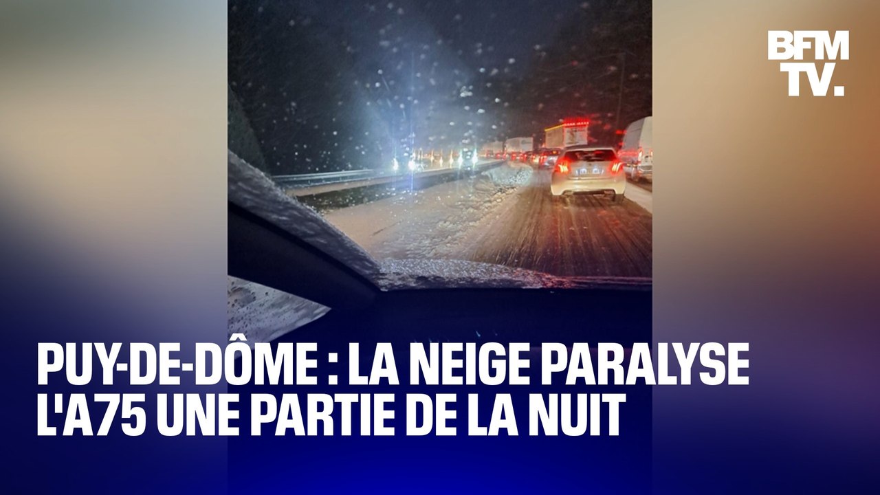 Puy-de-Dôme: les images des automobilistes bloqués plusieurs heures sur l'A75 à cause de la neige